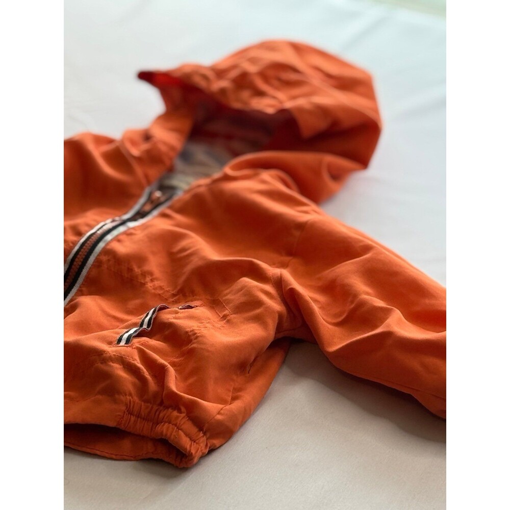 Zip Up, Boy’s Hooded Orange Jacket/Coat (Size 12 Months), Striped Interior - Picture 2 of 11